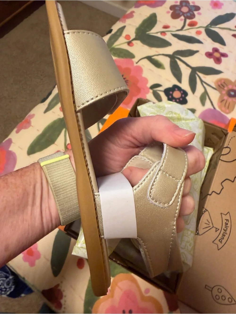 Livie & Luca Girls Metallic Gold Sandals with Lilac Details